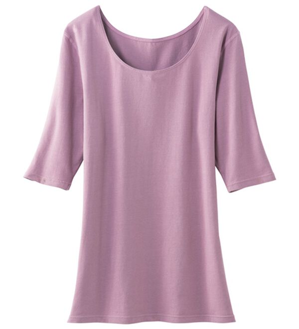 LAVIENNE（ラヴィエンヌ）の「スーッと猫背をケアするインナー５分袖（肌着・インナーウェア）」｜グレイッシュローズ