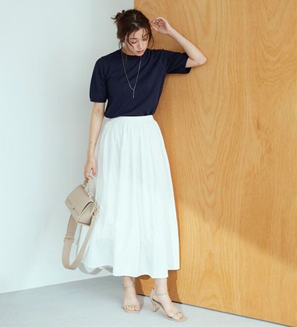 Pierrot（ピエロ）の「【洗濯機で洗える】【ＵＶカット】シルクタッチ半袖ニット（ニット・セーター）」｜詳細画像