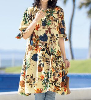 ルフラン（ルフラン）の「気映えプリントチュニック（チュニック）」｜ベージュ系