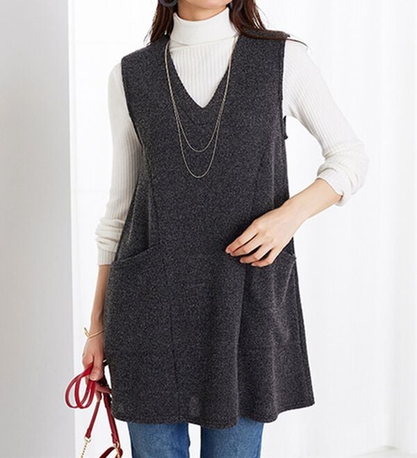 BELLUNA（ベルーナ）の「杢調素材ポケットデザインジャンパードレス（ジャンパースカート）」｜詳細画像