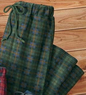 LAVIENNE（ラヴィエンヌ）の「肌側綿１００％あったかフリースボトム（パジャマ・ルームウェア）」｜グリーン系チェック