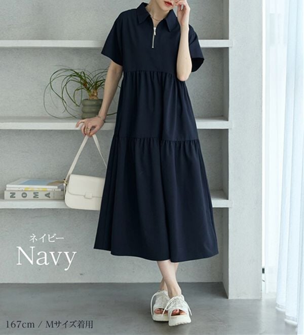 GeeRA（ジーラ）の「サッカーティアードハーフジップワンピース（その他ワンピース）」｜詳細画像