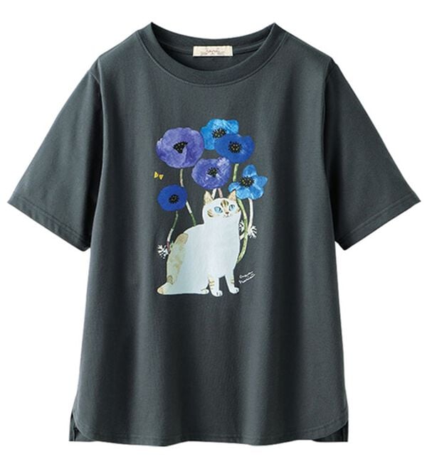 BELLUNA（ベルーナ）の「アーティストコラボねこプリントＴシャツ（カットソー）」｜詳細画像