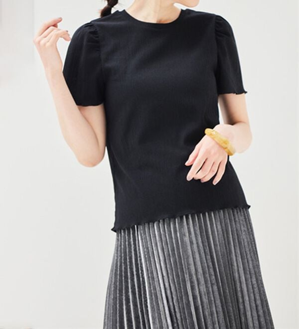 RANAN（ラナン）の「ギンガムチェック楊柳Ｔブラウス（カットソー）」｜詳細画像