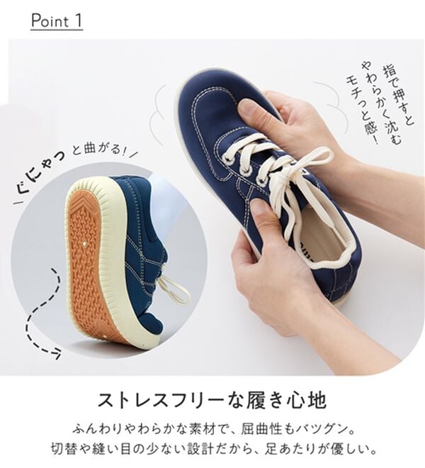 BELLUNA（ベルーナ）の「はっ水！ふんわり柔らかステッチデザインスニーカー＜幅広4E・防滑ソール・軽量＞（スニーカー）」｜詳細画像