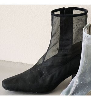 RANAN（ラナン）の「チュールレースショートブーツ（ブーツ）」｜ブラック