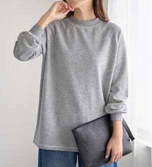 BELLUNA（ベルーナ）の「華奢見せ！しっかり綿混裏毛素材トレーナー（トレーナー・スウェット）」｜杢グレー