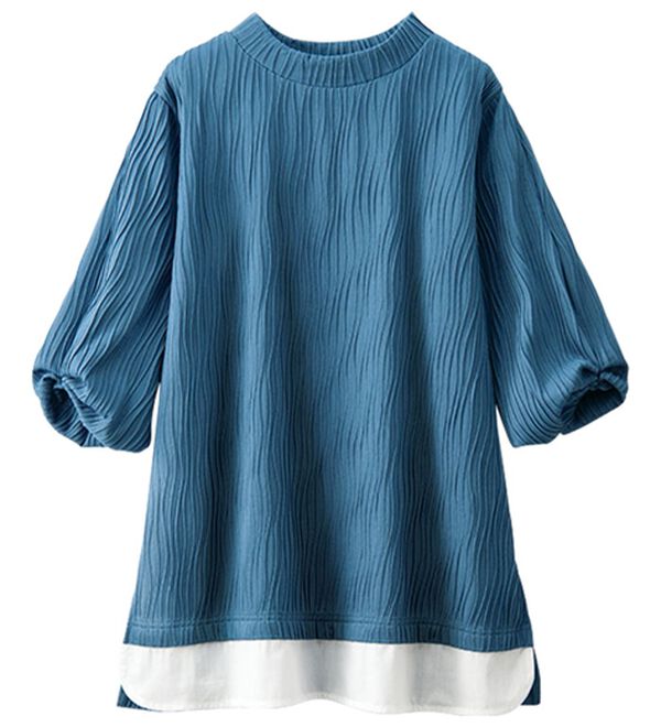 BELLUNA（ベルーナ）の「裾切替波柄ジャカード素材プルオーバー（カットソー）」｜詳細画像