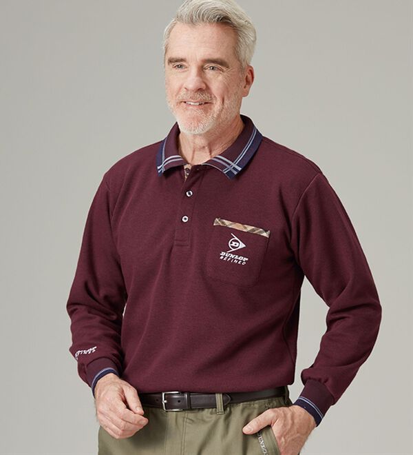 「＜ダンロップ・リファインド＞ミックス調針抜き発熱ポロシャツ（メンズポロシャツ）」｜詳細画像