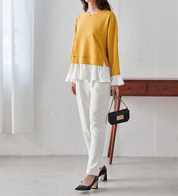 RANAN（ラナン）の「＜ＨＳ＞重ね着風配色フリルプルオーバー（カットソー）」｜詳細画像