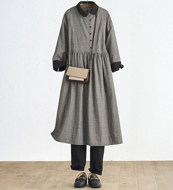 BELLUNA（ベルーナ）の「＜＆ｃｏｃｏｃｈｉ＞綿１００％ダブルガーゼ素材ゆったりワンピース（シャツワンピース）」｜詳細画像