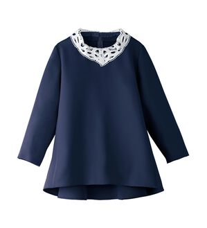 BELLUNA（ベルーナ）の「＜Ｃ／Ｓ＞レース衿付ダブルクロスブラウス（ブラウス）」｜ネイビー