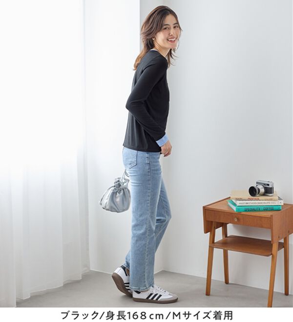 Viola e Viola（ヴィオラ エ ヴィオラ）の「１枚着映えレイヤード風ヘンリーネックリブトップス（カットソー）」｜詳細画像