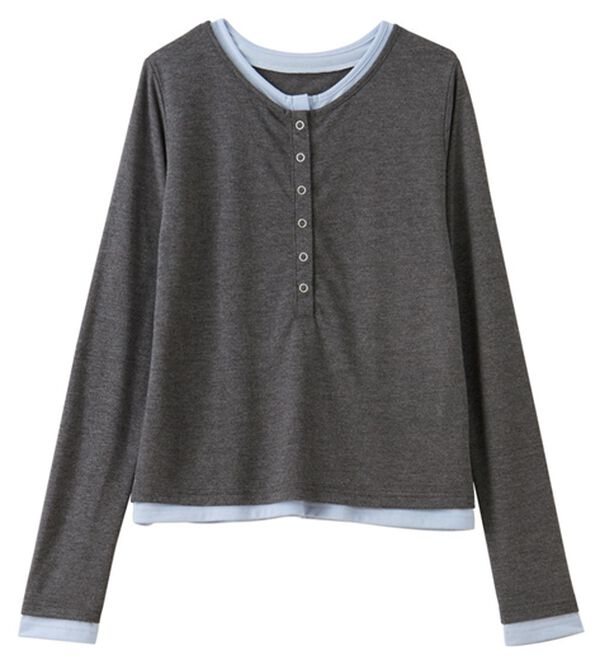 GeeRA（ジーラ）の「レイヤード風ヘンリーネックカットソー（カットソー）」｜詳細画像