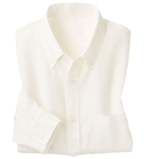 「＜シンプル＆プラス＞お手入れ簡単オックスフォードシャツ（メンズシャツ）」｜ホワイト