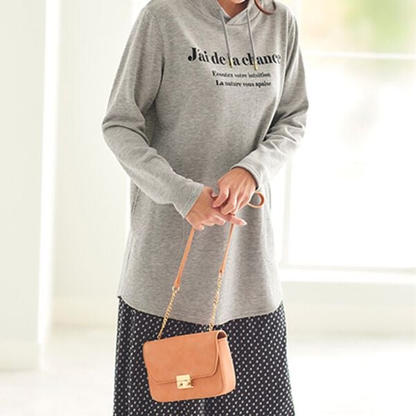 BELLUNA（ベルーナ）の「衿デザイン裏起毛ロゴチュニック（チュニック）」｜詳細画像