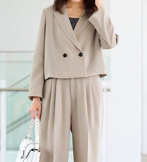 RANAN（ラナン）の「【２点セット】洗える！ショートジャケット&ハイウエストワイドパンツセットスーツ（その他スーツ）」｜詳細画像