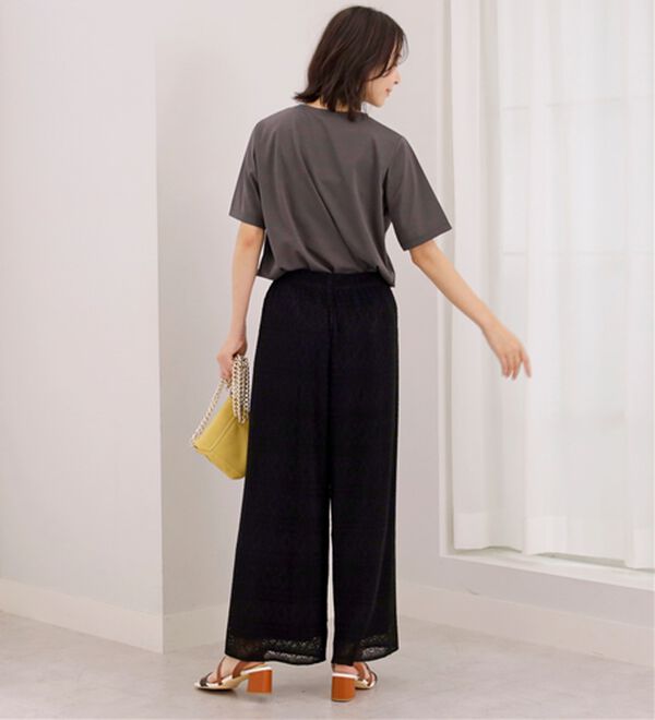 BELLUNA（ベルーナ）の「幾何柄レースプリーツワイドパンツ（ワイドパンツ・ガウチョ）」｜詳細画像