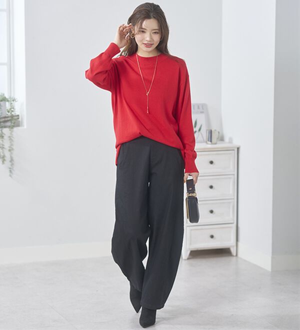 BELLUNA（ベルーナ）の「＜＆ｃｏｃｏｃｈｉ＞短めトップスに合わせる洗い加工ゆったりコクーンパンツ（フルレングスパンツ）」｜詳細画像