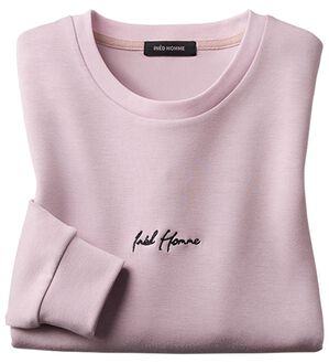 「＜イネド　オム＞なめらかクルートレーナー（メンズトレーナー）」｜グレイッシュピンク