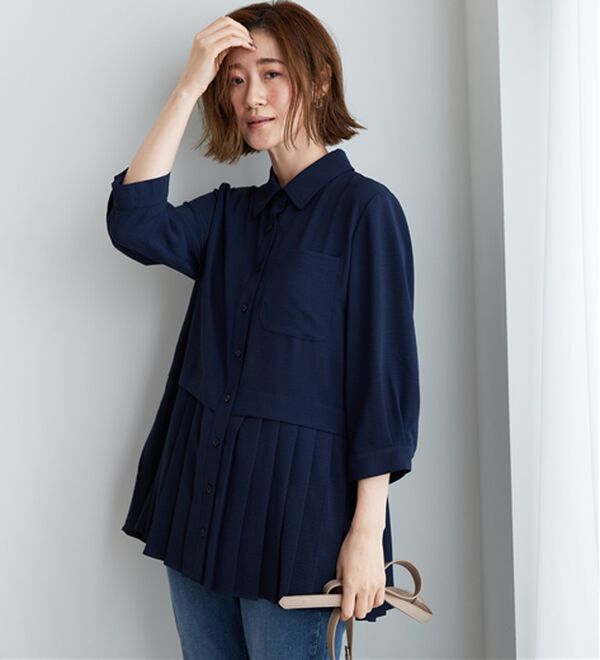 BELLUNA（ベルーナ）の「【UVカット】機能付！裾プリーツ切替チュニック（チュニック）」｜詳細画像