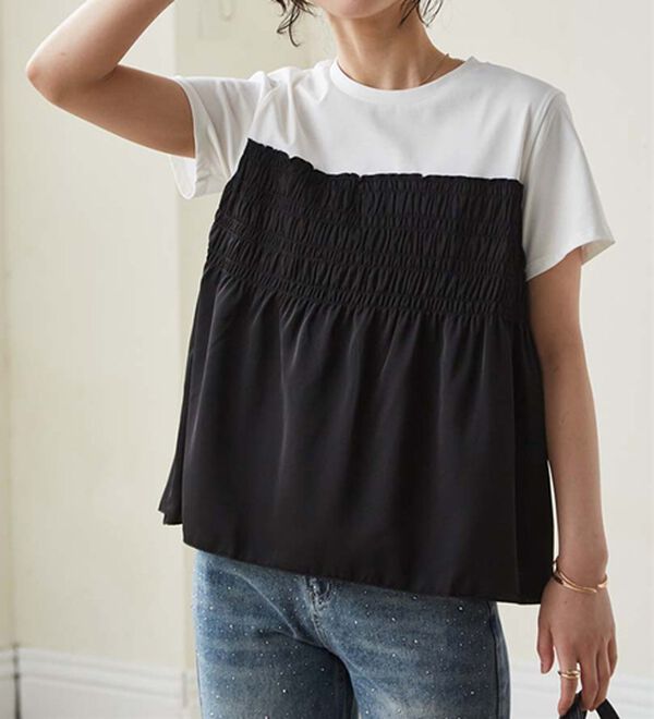 RANAN（ラナン）の「ひんやり！ビスチェ重ね着風Ｔシャツ（カットソー）」｜詳細画像