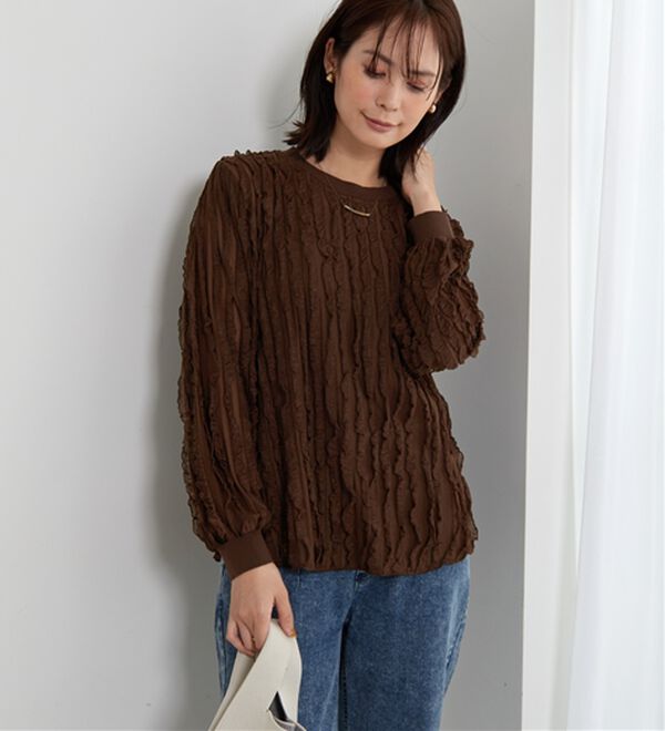 BELLUNA（ベルーナ）の「フリルジャカード素材プルオーバー（カットソー）」｜詳細画像