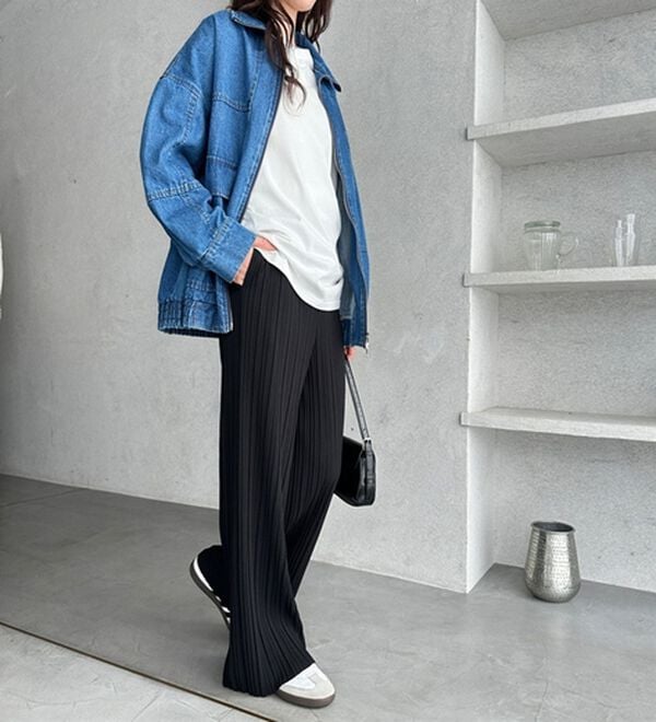 GeeRA（ジーラ）の「セルフカットセミワイドプリーツパンツ（フルレングスパンツ）」｜詳細画像