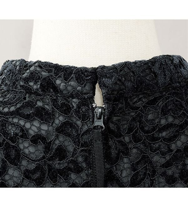 BELLUNA（ベルーナ）の「花柄レース使いドッキングワンピース（ブラックフォーマル（喪服・礼服））」｜詳細画像