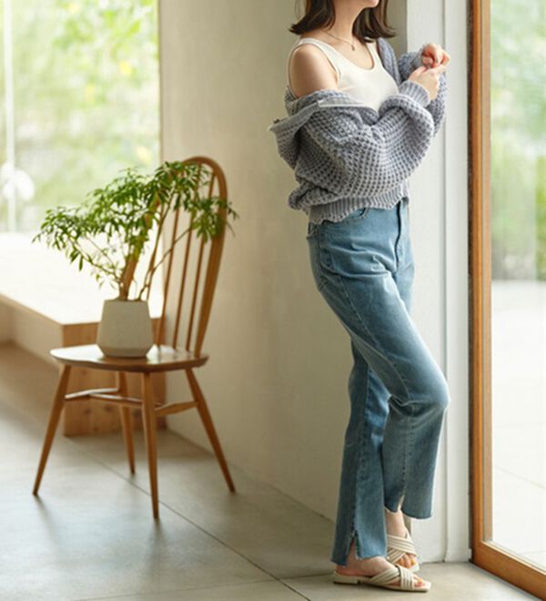 YU'NOW（ユナウ）の「カップ付クロップドタンクトップ（ブラトップ・カップ付きインナー）」｜詳細画像