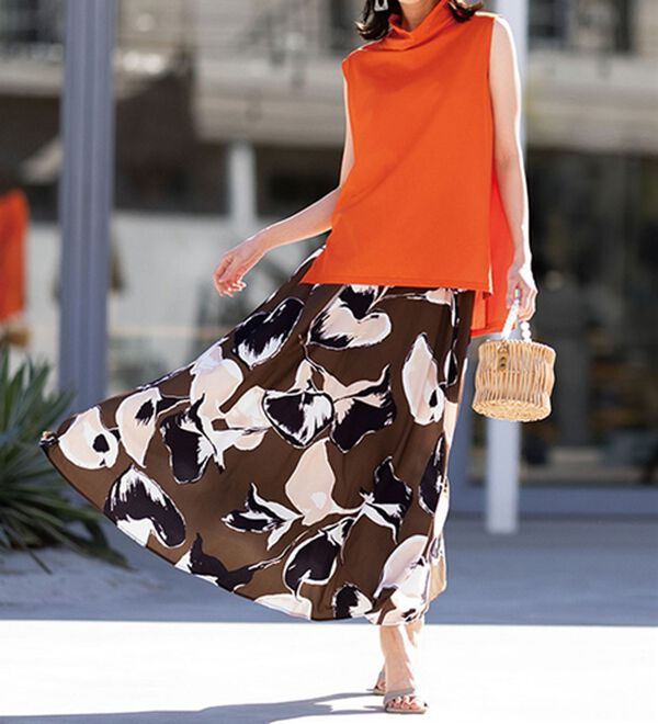 ボタニカル柄フレアーロングスカート - ベルーナ【公式】