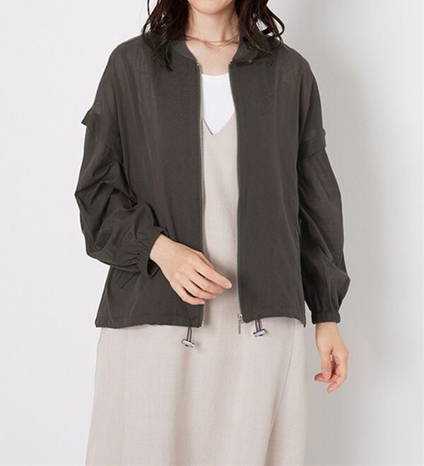 BELLUNA（ベルーナ）の「麻調素材リブ使いシアーブルゾンジャケット（ブルゾン）」｜詳細画像