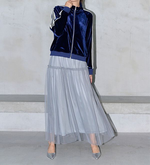 RANAN（ラナン）の「ふわっと可愛いフリルギャザーチュールスカート（ロングスカート）」｜詳細画像