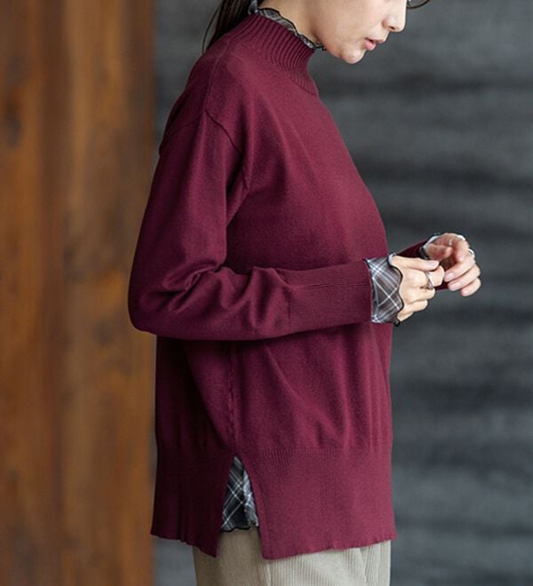 BELLUNA（ベルーナ）の「【重ね着インナー】シアー素材ハイネックインナープルオーバー（カットソー）」｜詳細画像