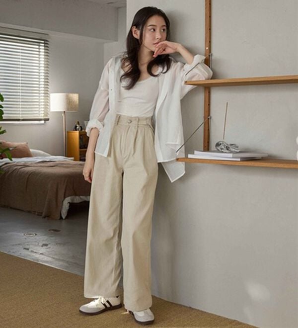 CHAN ME（チャンミ）の「ツーストラップコットンワイドパンツ（ワイドパンツ・ガウチョ）」｜詳細画像