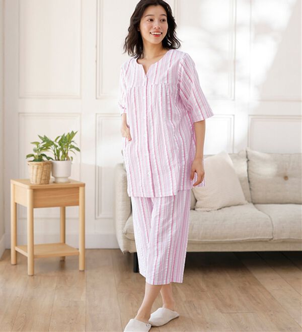 LAVIENNE（ラヴィエンヌ）の「綿１００％サッカーパジャマ（パジャマ・ルームウェア）」｜詳細画像