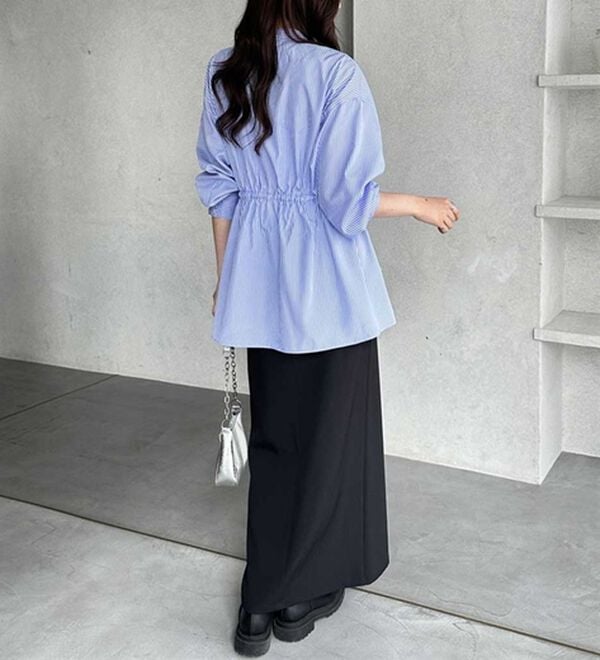 GeeRA（ジーラ）の「ウエストタックリボンシャツチュニック（チュニック）」｜詳細画像