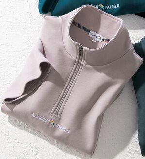 「＜アーノルド　パーマー＞ハーフジップトレーナー（メンズトレーナー）」｜グレイッシュピンク