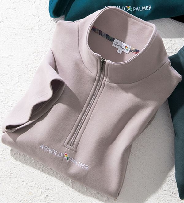 「＜アーノルド　パーマー＞ハーフジップトレーナー（メンズトレーナー）」｜グレイッシュピンク