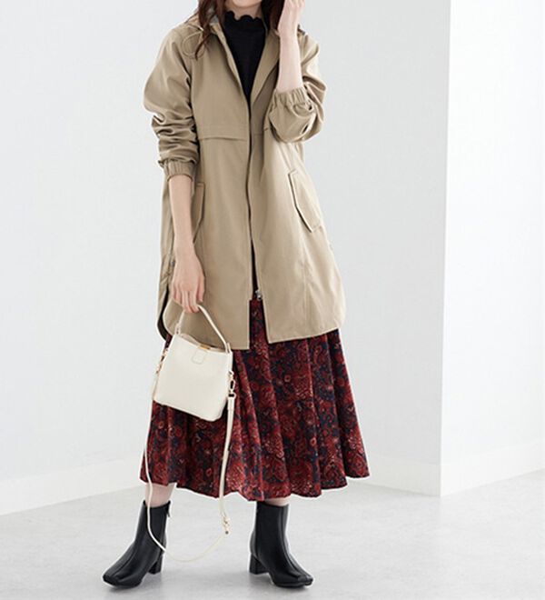 BELLUNA（ベルーナ）の「はっ水加工ボンディング素材ロング丈パーカー（ロングコート）」｜詳細画像