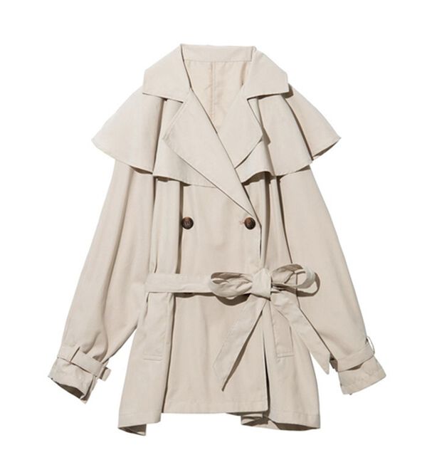 GeeRA（ジーラ）の「ポンチョデザイントレンチ風コート（ハーフコート）」｜詳細画像