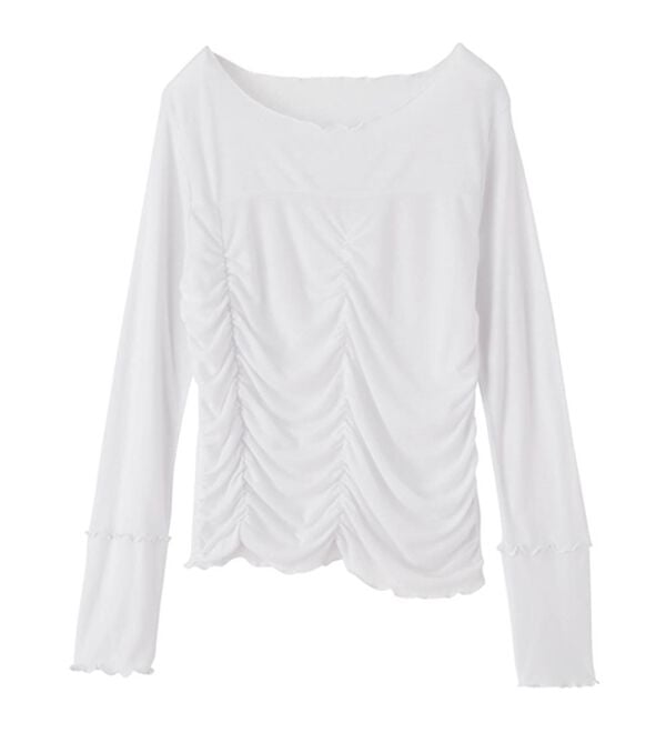 RANAN（ラナン）の「ギャザーデザインシアーTシャツ（Tシャツ）」｜詳細画像