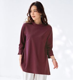 BELLUNA（ベルーナ）の「Ｔシャツ以上ブラウス未満　艶やか綿１００％チュニック（チュニック）」｜ワイン