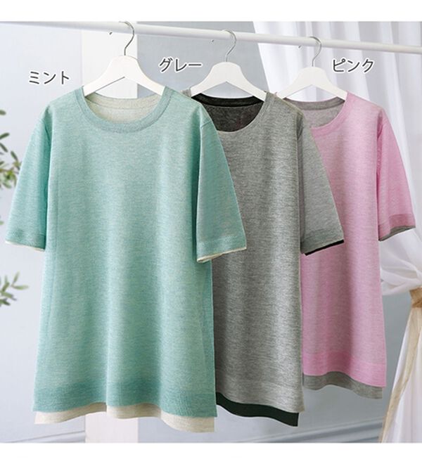 BELLUNA（ベルーナ）の「重ね着風配色シアーニットプルオーバー（ニット・セーター）」｜詳細画像