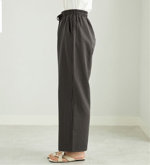 BELLUNA（ベルーナ）の「速乾！サッカー素材ドロストワイドパンツ（ワイドパンツ・ガウチョ）」｜詳細画像