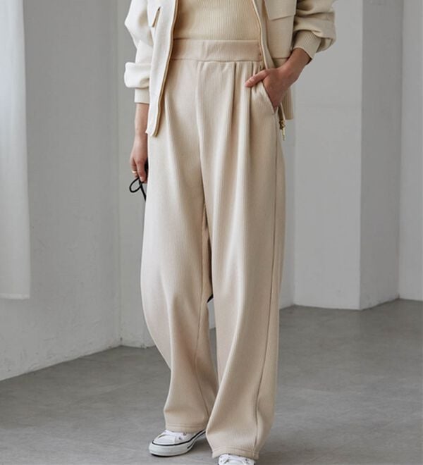 RANAN（ラナン）の「あったか裏ベロアニットコールワイドパンツ（ワイドパンツ・ガウチョ）」｜詳細画像