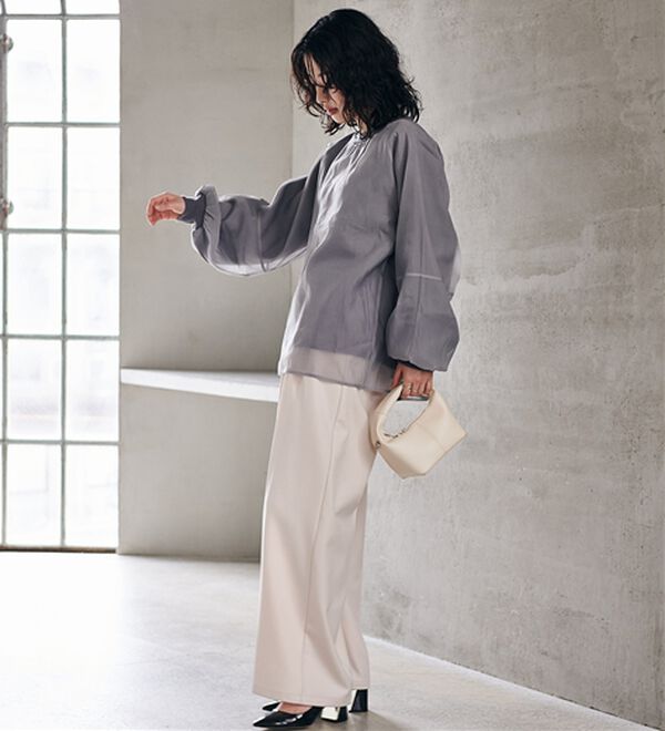 RANAN（ラナン）の「裏起毛シアー素材レイヤードスウェット（カットソー）」｜詳細画像