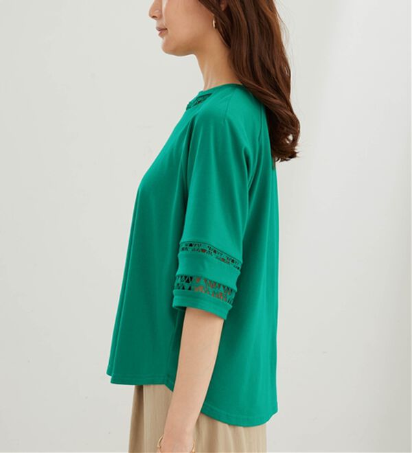 BELLUNA（ベルーナ）の「衿＆袖ハシゴレース使いプルオーバー（カットソー）」｜詳細画像