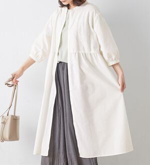 サークル刺しゅう7分袖シャツワンピース - ベルーナ【公式】