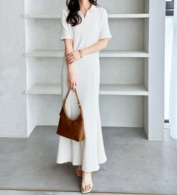 GeeRA（ジーラ）の「全骨格細見え！表面感素材マーメイドワンピース（その他ワンピース）」｜詳細画像